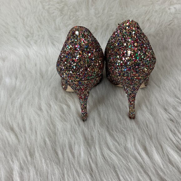 Kate Spade Pointed Toe Licorice Too Rainbow Glitter Pump Heel 7.5 B - Picture 4 of 7
